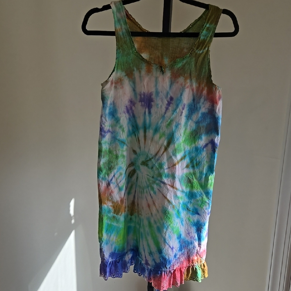 Vintage Cotton Eyelet Hand Dyed tie Dye Slip Dress Size:XS/S